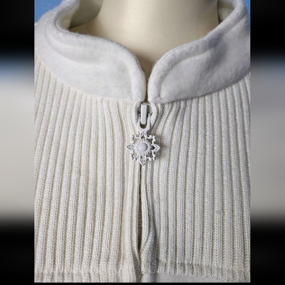 Alfred Dunner Womens White Cream Soft Embroidered Fleece Zip Up Jacket Size M - Picture 4 of 9